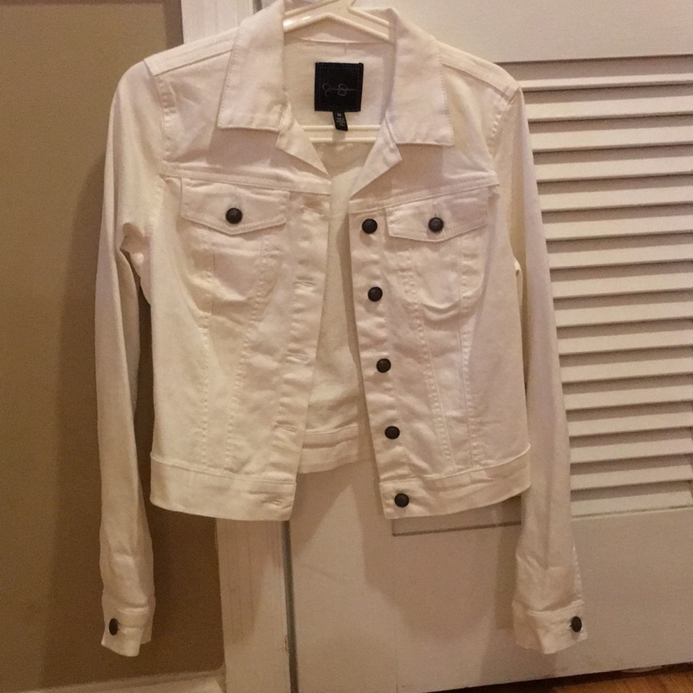 Jessica Simpson white denim jacket, size medium
